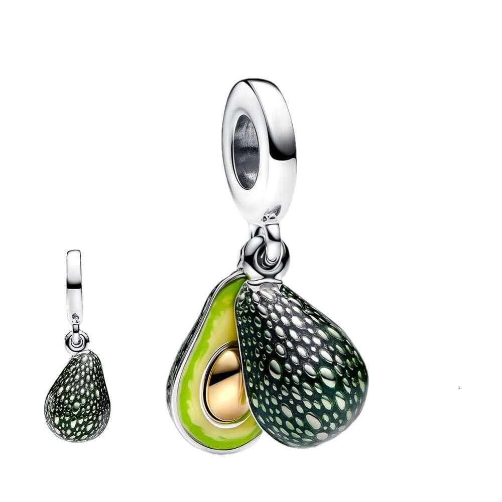 925 2024 New Spinnable Face Robot Apple Scarab Beetle Medallion Avocado Friendship Opalescent Double Dangle Charm Dropshippring