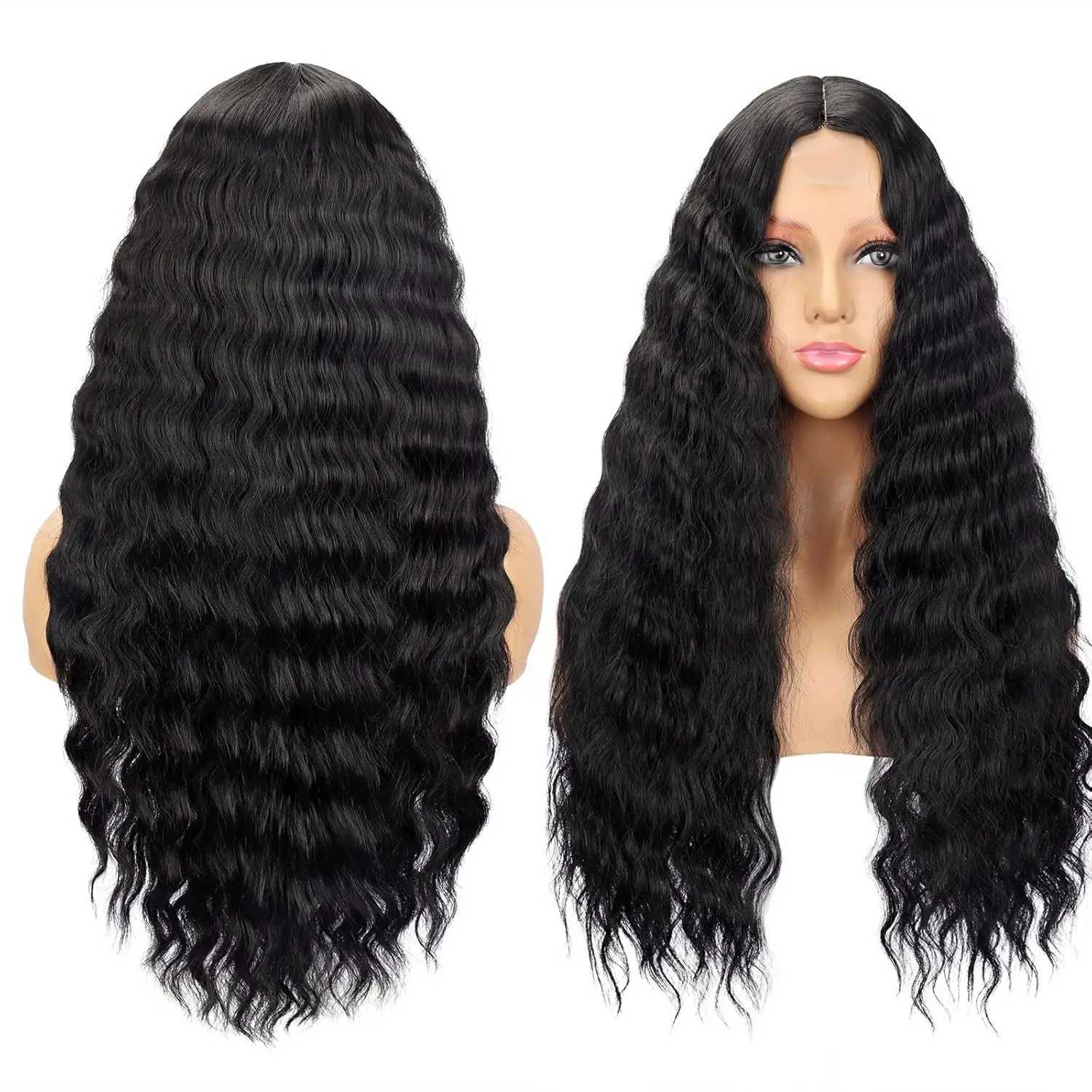 Synthetic Long Curly Wigs for Women Black Lace Front Wig Curly Wigs Deep Wave Wig Natural Crimps Curls Wigs for Daily Party UseXJ241008