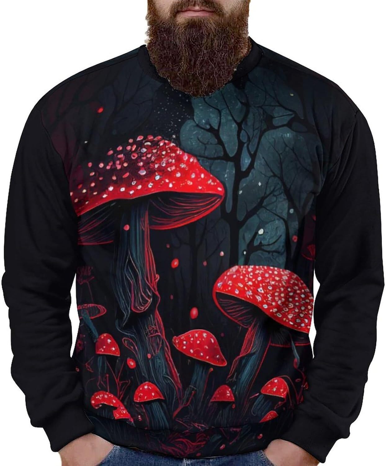 Long Sleeve Shirts for Men sweatshirt Men's Hippy Mushroom Fashion Sweatshirt Novelty Graphic Round Neck Pullover TopsTee Streetwear Casual tops 