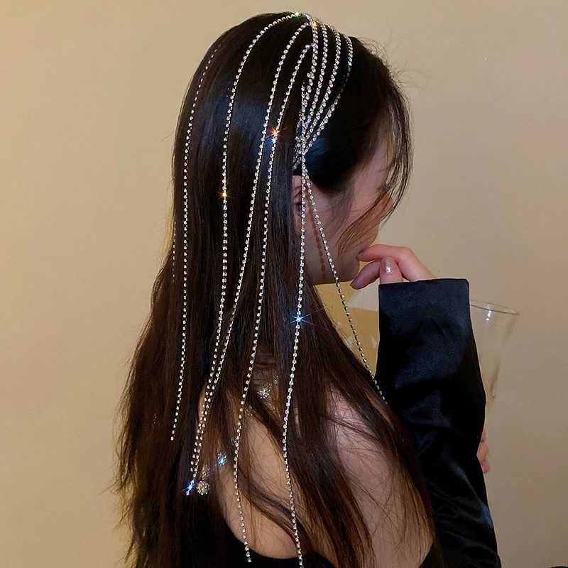New all water drill strap suitable for womens hair long tassel crystal headband hair accessories wedding accessories hair jewelry W241007