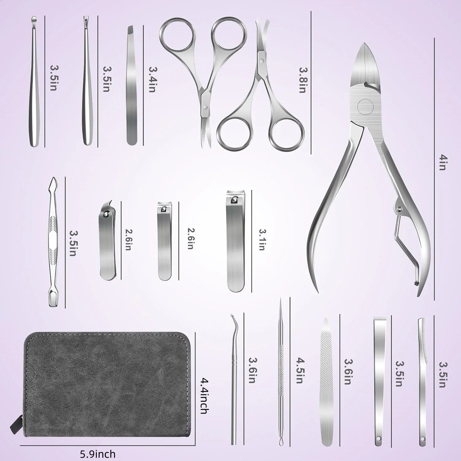 15 pieces of stainless steel nail clippers cutting machines trimmers earplug beauty kits ergonomics nail clippers push nail tool sets with Bla 240927