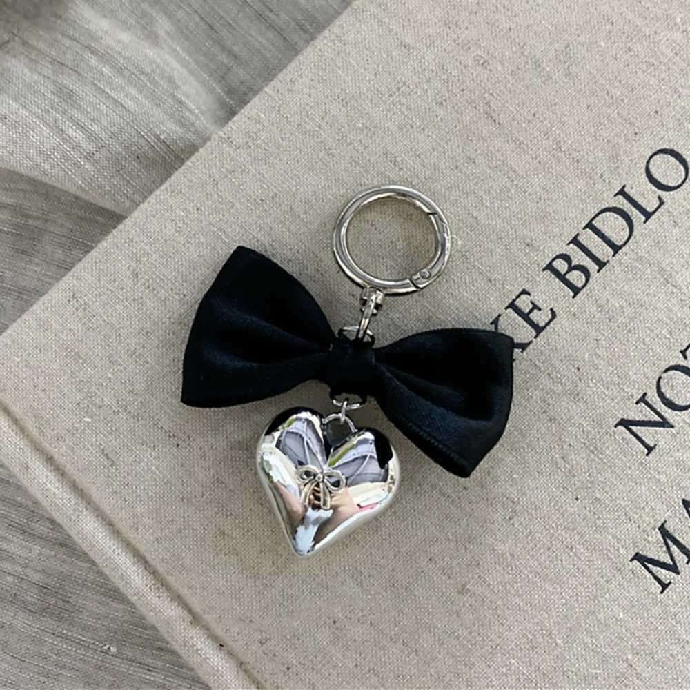 Simple Y2K Ribbon Bowknot Heart Pendant Keychain Sweet Cool Girls Phone Chain Charms Fashion Bag Decoration Accessories KeyringX241008