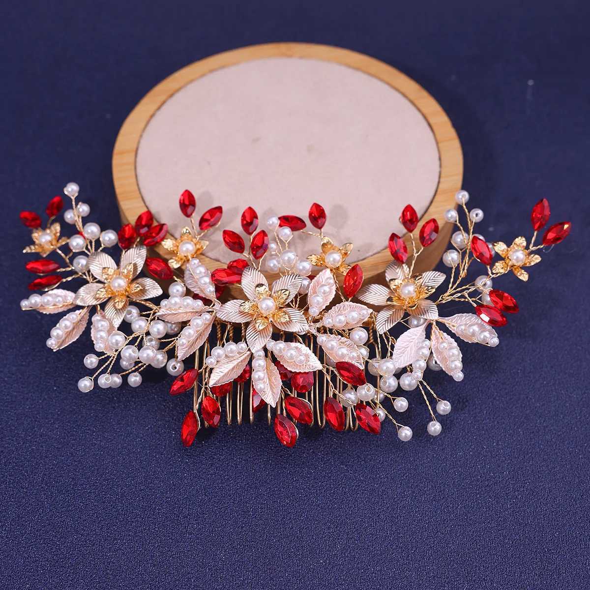 Handmade Blue Diamond Hairbrush Womens Headband Headwear Wedding Hair Comb Bridal Wedding Headwear W241007