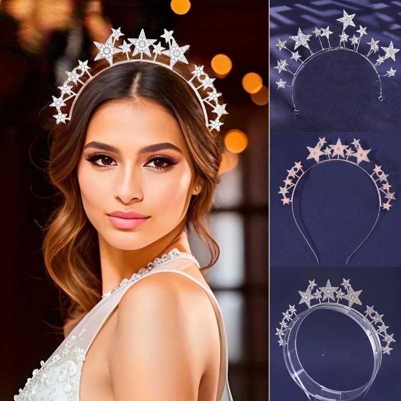 Fairy Crown Cute Crystal Bridal Hair Headpiece Wedding Hair Accessories Water Diamond Hair Star Hair Ring Headpiece W241007