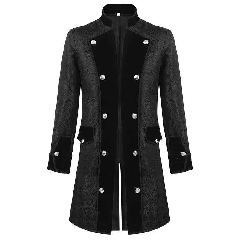 Mens medieval Gothic trench coat Victorian uniform Halloween costume steampunk Renaissance jacket double-layer dress W241007