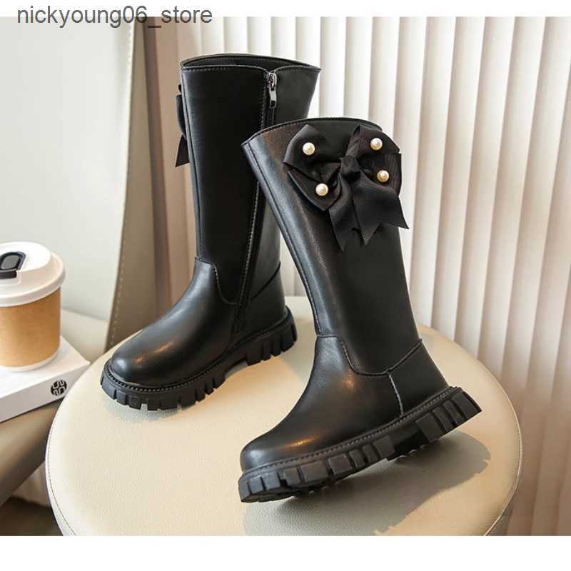 Boots Zapatos Nia Fashion Girls Boot 2023 Witer New Plush Girl Long Boot Warm High Boot Warm High Boot Princess Boot Kids Shoe Bota L240910