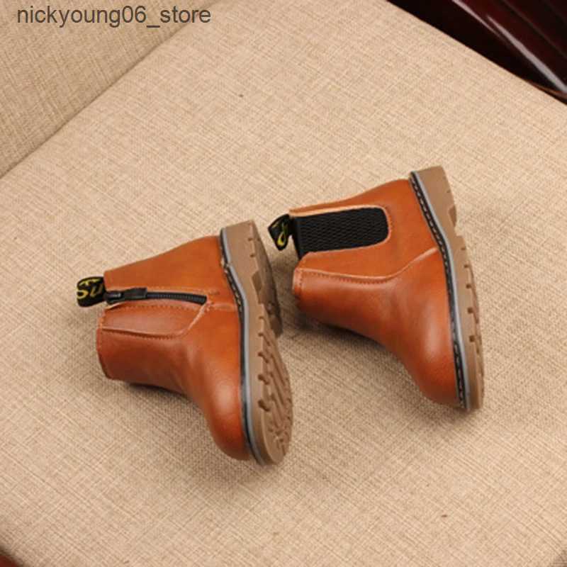 Boots Fashion Children Kids Boots Spring Autumn Teen Girls Booties With Zip Boys Snow Boots PU Leather Sneakers Outdoor Shoes L240910