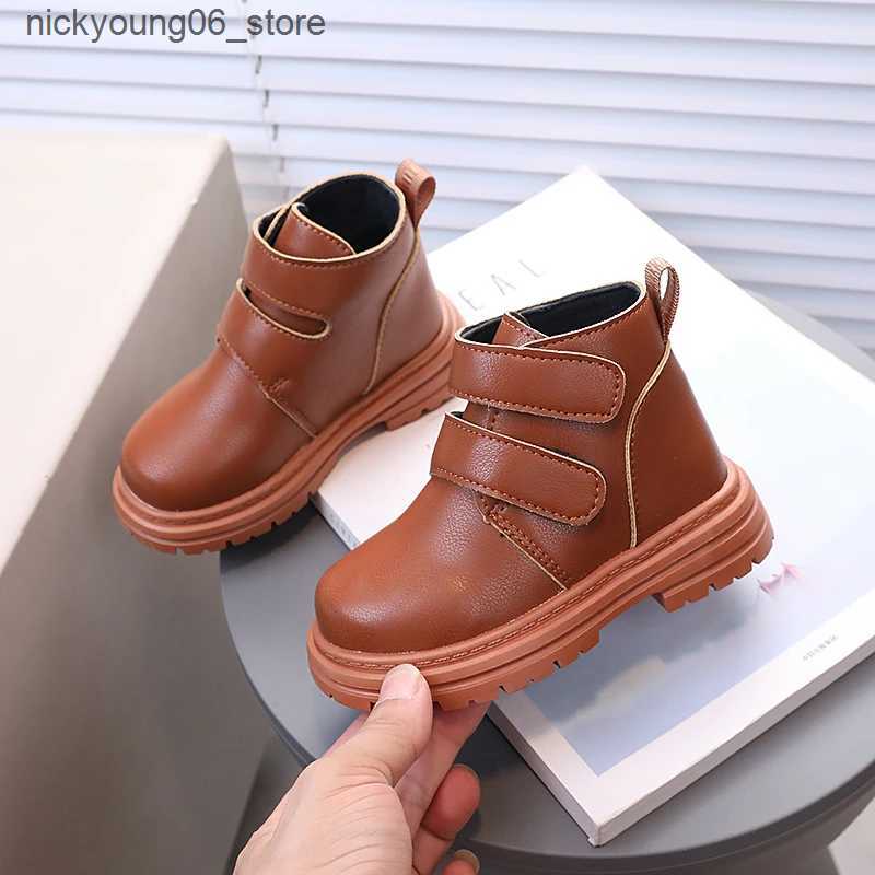Boots Autumn Winter Boys Girls Boots British Style Children Leather Boots Outdoor Non-slip Soft Bottom Kids Casual Shoes Size 21-30 L240910