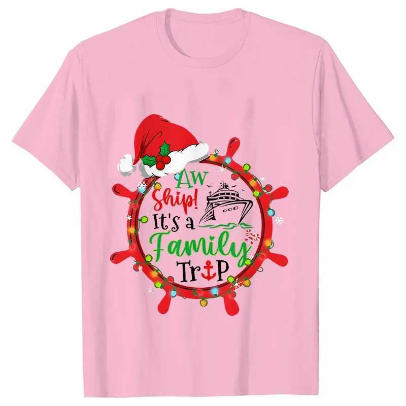 Family Christmas Parade Party T-shirt unisex childrens top matching family vacation clothing O-neck short sleeved T-shirt W241008