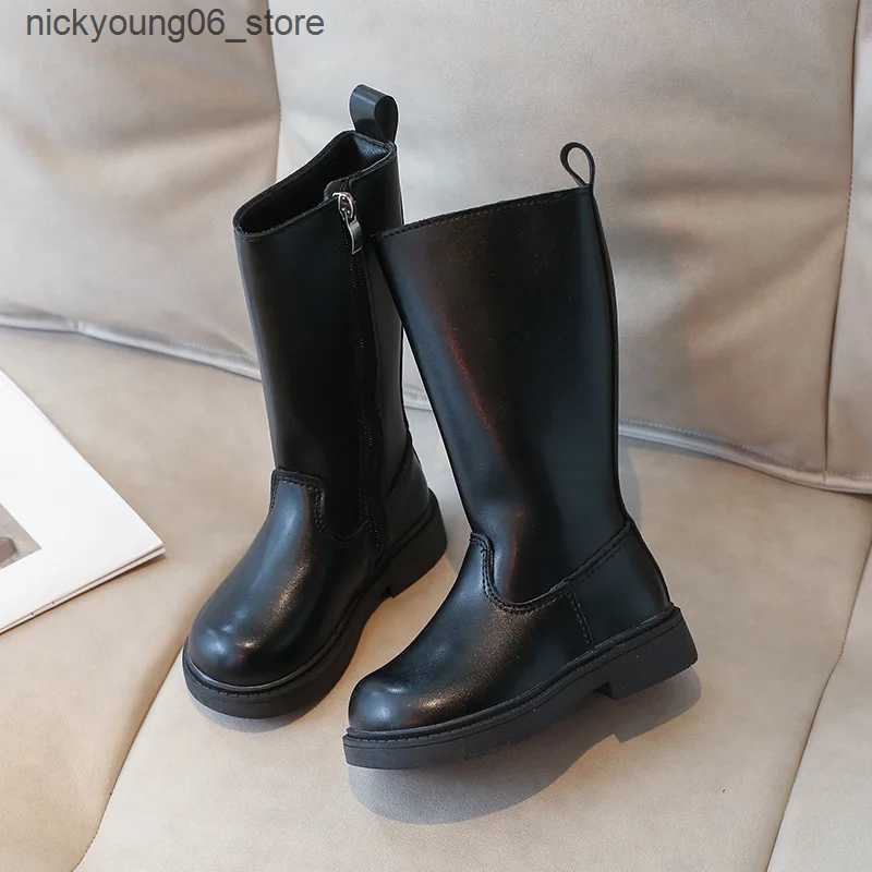 Boots Girls Boots Autumn Winter Kids Fashion High Top boots Toddler Children Warm Fur Shoes Classic Non slip Platform Black Soft Sole L240910