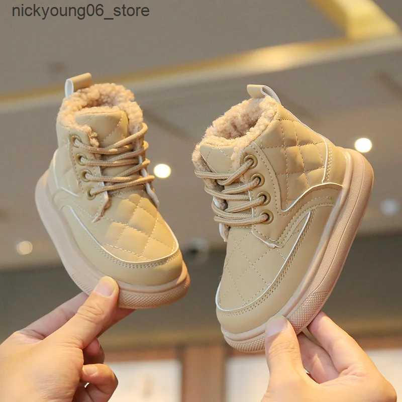 Boots Kids Boots for Girl Fashion Thickened Warm Children Solid Color Cotton Boots Causal Versatile Toddlers Plush Boots Side Zipper L240910
