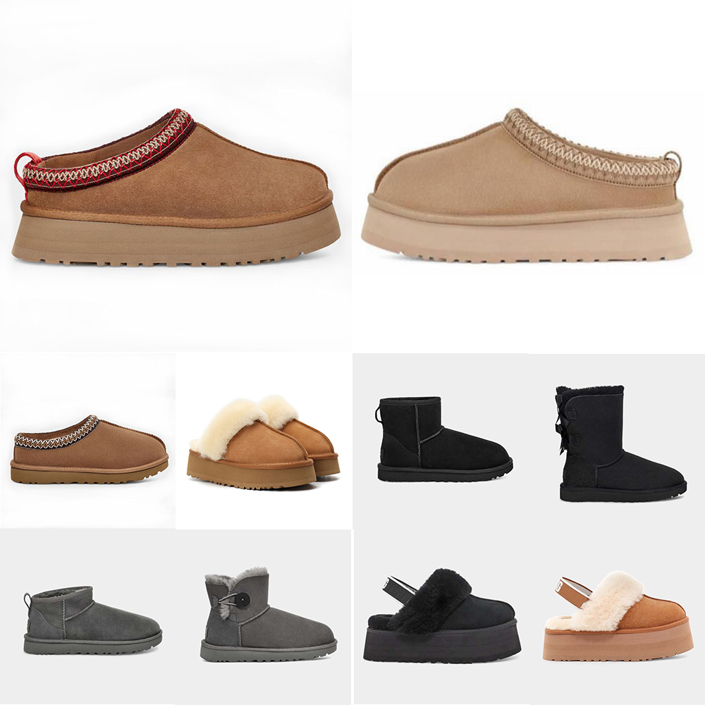 Designer Shoes Womens Tazz Slippers Tasman Fur Slides Classic Mustard Seed Sand Ultra Mini Platform Boot Slip-on Les Petites Suede Wool Seal Wint
