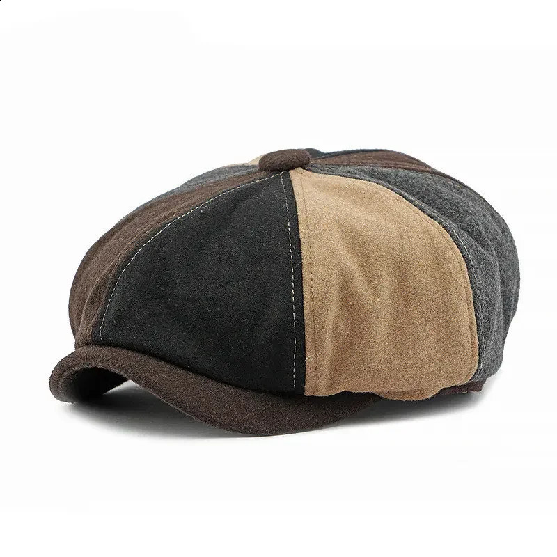 Autumn and Winter Acrylic Solid s Boys Hat Flat Top Hat Male and Female Painter Beret 163 241007