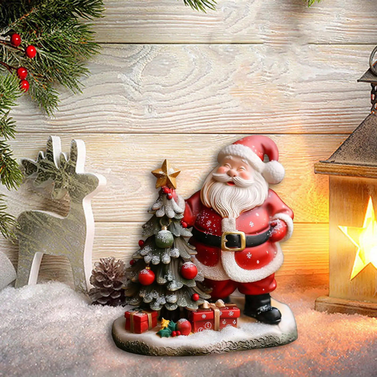 Santa Claus statue fireplace frame Christmas gift 241007