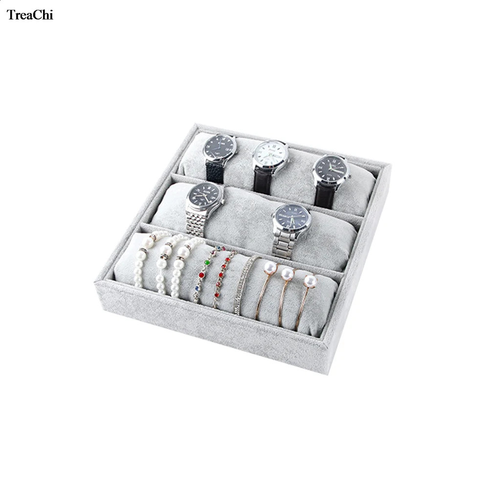 Velvet Watch Pillow Display Tray 3 Mesh Bracelet Jewelry Organizer Case Necklace Wrestling Watch Display Pad Tray Case 240924