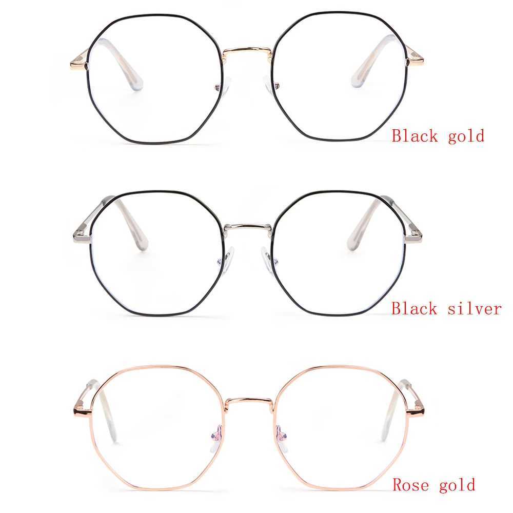 1PC Fashion Vintage Anti Blue light Glasses Women Men Octagon Eyeglasses Metal Frame Glasse Simple Clear EyewearX241008