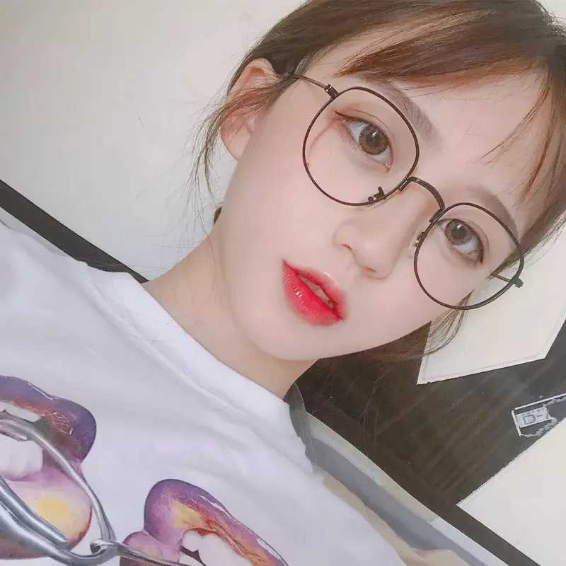 New fashion simple unisex round Plain glasses for men women Metal frame glasses for wedding party eyeglassesX241008