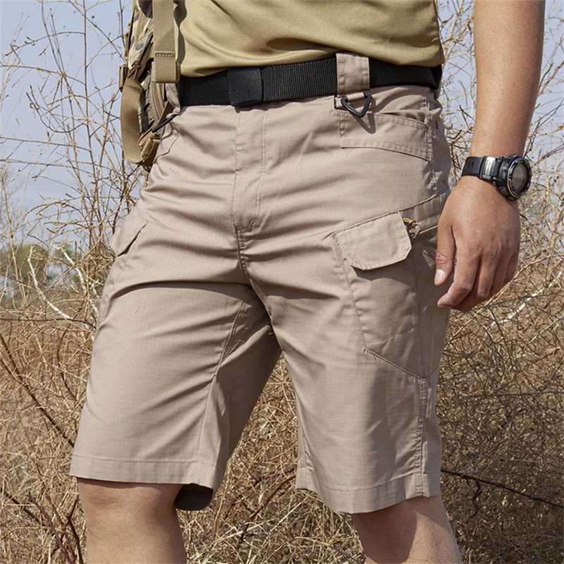 Summer shorts mens tactical multi pocket cargo pants for runners waterproof quick drying shorts mens plus size S-6XlW240713