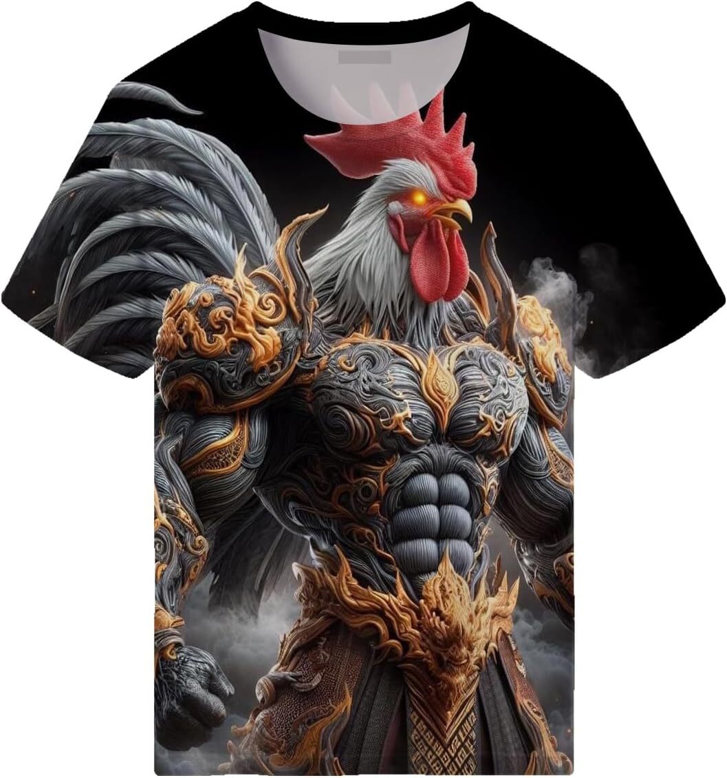 Mens T shirt Karate Gongfu Rooster Black Belt Arts Master Cartoon Character Funny T Shirt for Mens graphic tee Casual tops summer clothes