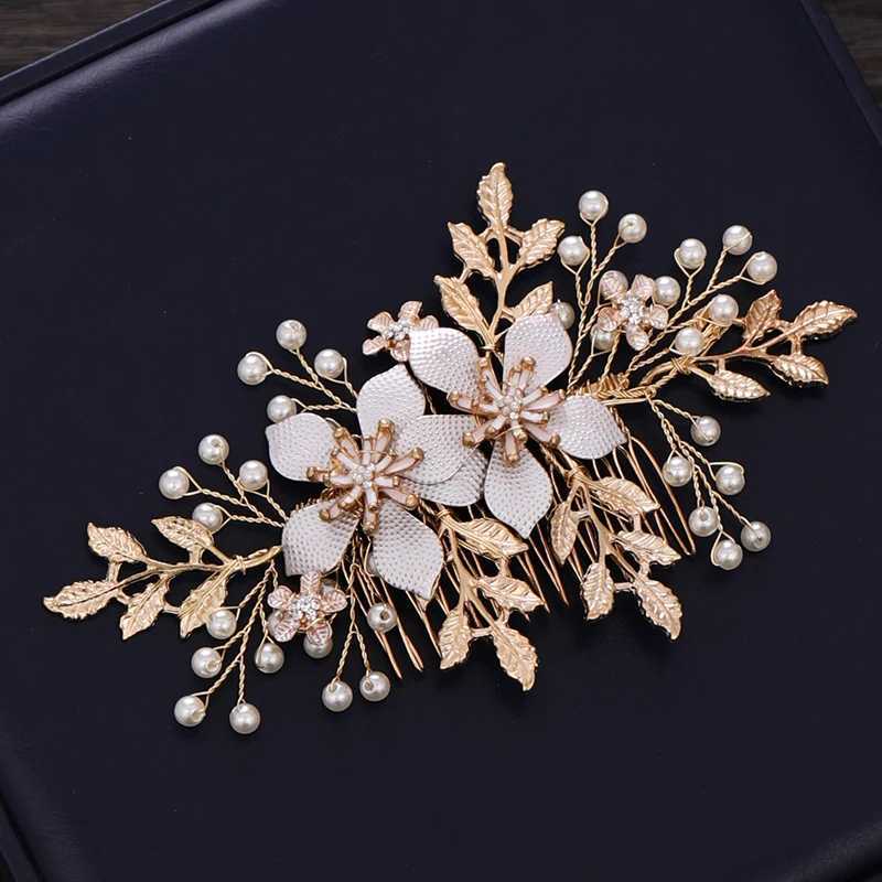 Fashion Wedding Hair Accessories Hair Comb Pearl Hair Bridal Flower Hair Comb Womens Headwear W241007