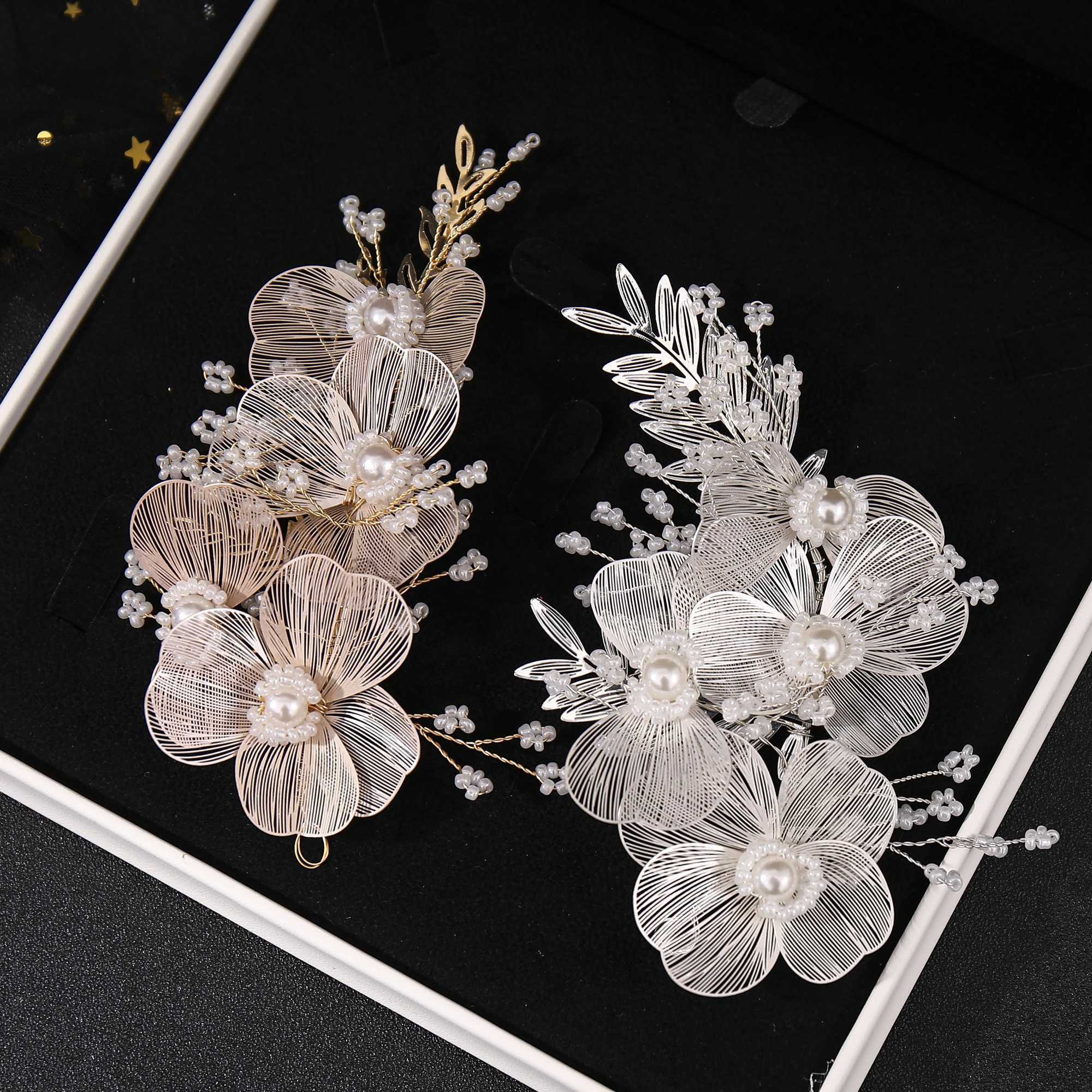 Bridal Wedding Headband Flower Pearl Hair Clip Female Hair Jewelry Party Bridal Headband Bridal Maid Gift W241007