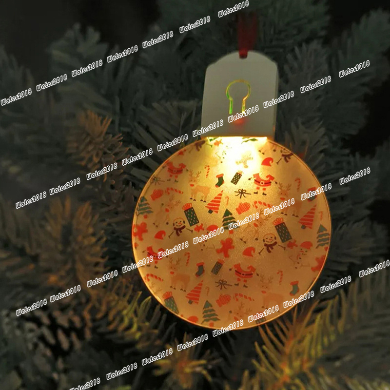 Sublimation Blank Christmas Ornament Bulb 7 Colors Changing Printing Acrylic Xmas Round LED light