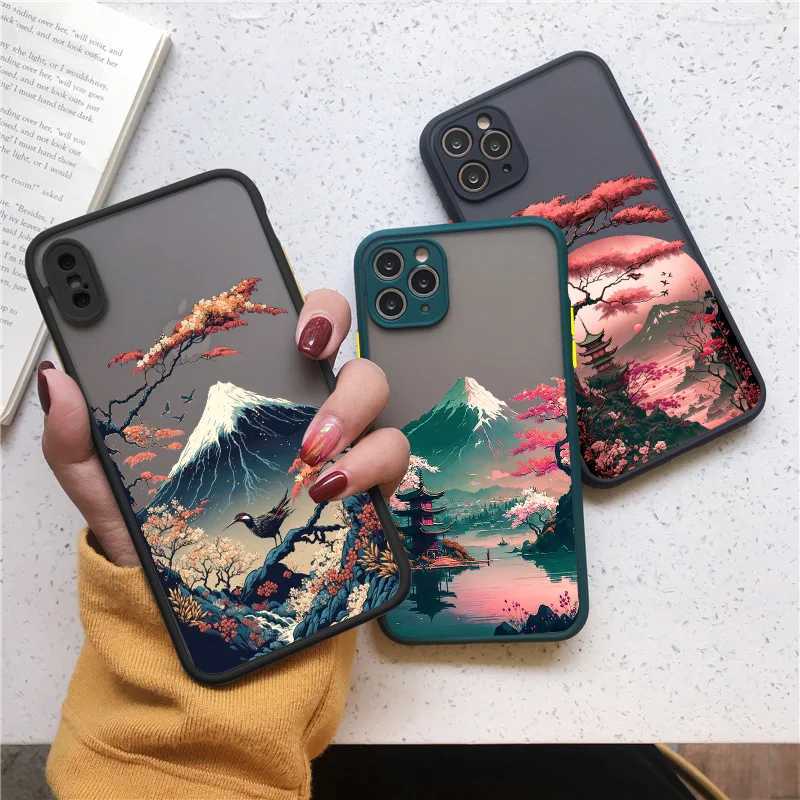 Cellphone Case Japanese Aesthetic Mount Fuji landscape phone case suitable for iPhone 7 8 Plus 16 14 13 12 11 15 Pro Max Mini XR X shockproof cover G2