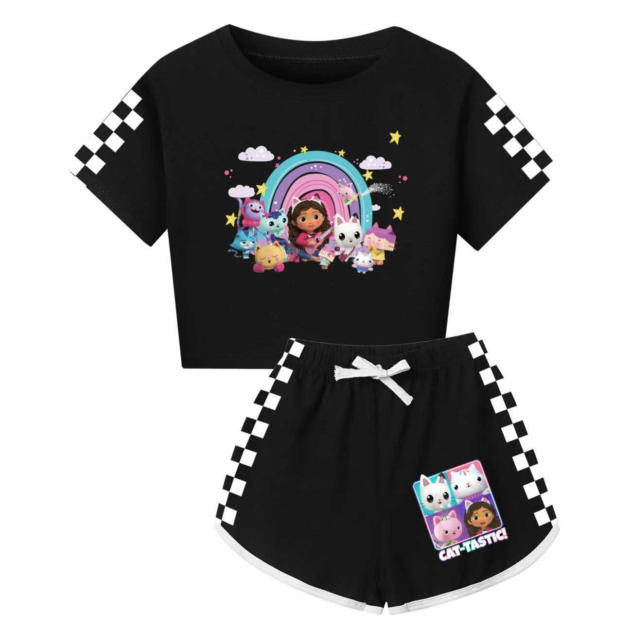 Gabby Dollhouse clothing childrens summer vacation set girls family matching clothing childrens Gabby chat T-shirt shorts 2-piece set W241008
