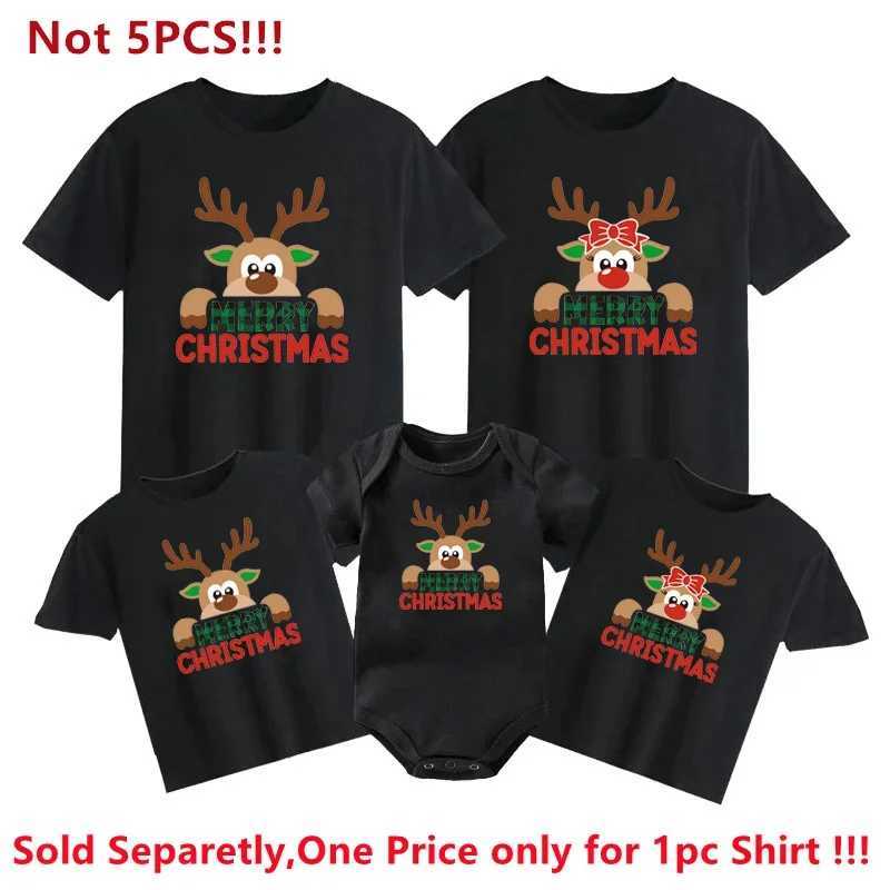 New Year Family T-shirt Father Mother Son Daughter Clothing reindeer Christmas Happy Family Matching T-shirt Adult Childrens T-shirt W241008
