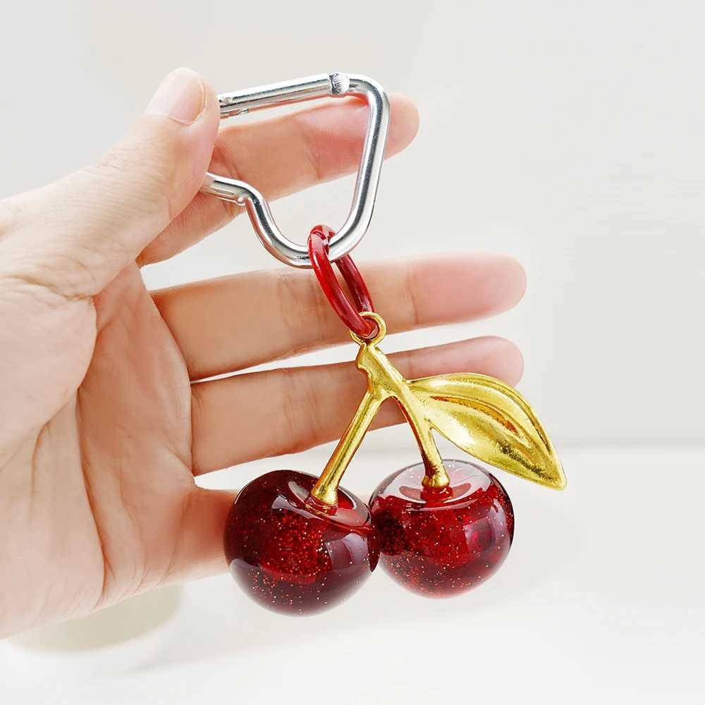 Red Cherry Keychain Jewelry Bag Accessories Summer Fruits Cherries Pendant Keyring For Women Gift DropshippingX241008