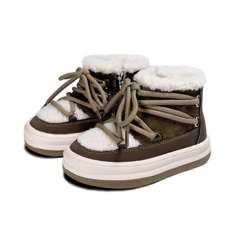 Autumn/Winter Boys and Childrens Boots Warm Plush Rubber Sole Preschool Childrens Sports Shoes Fashion Girls Boots 21-30 240925