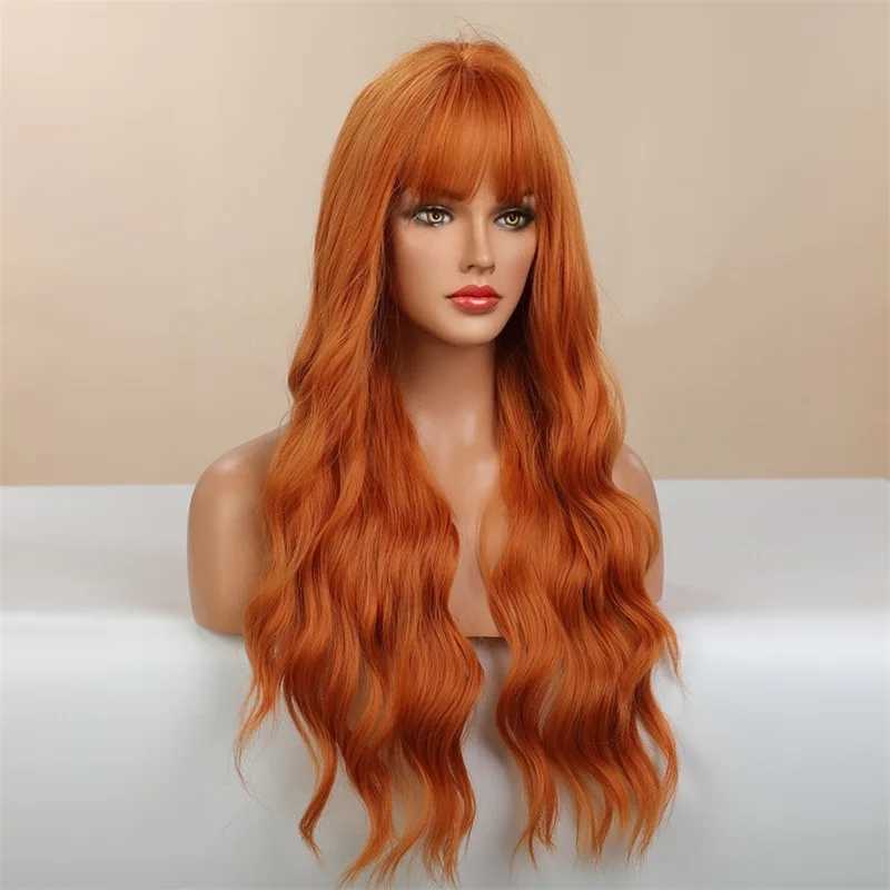 New fashion wig female long curly hair orange big wave synthetic fiber high temperature silk wig full head coverXJ241008
