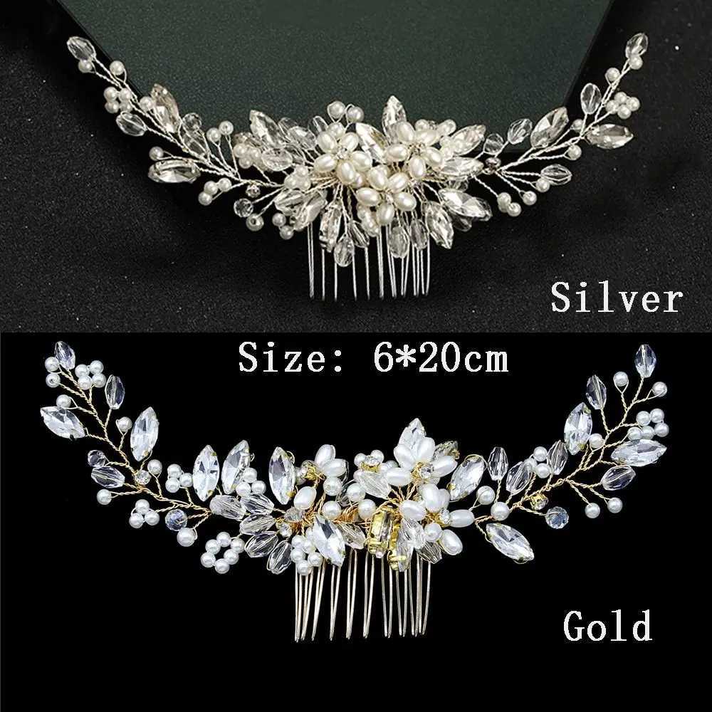 Crystal wedding bridal hair jewelry suitable for parties handmade headwear for women pearls crystal hair combs hair accessories W241007