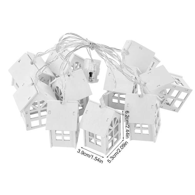 2M 10LED Wooden House Fairy String Christmas Tree Hanging Garden New Year Home Light Decoration 2025 W241008