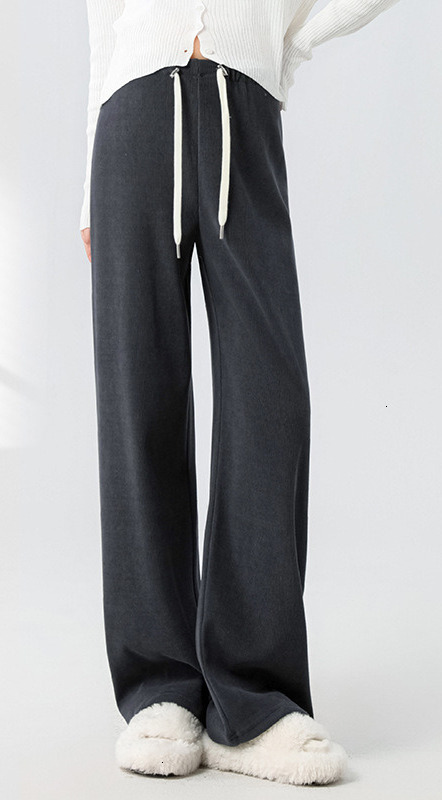 dongdumaoyi Straight leg pants for casual winter with thick and high-quality European cotton fleece pants and wide leg pants F1008#