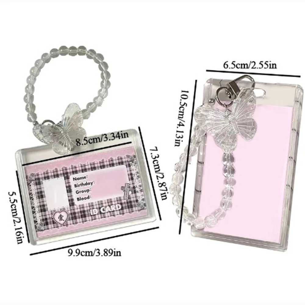 Clear Crystal Butterfly Keychain Acrylic Access Credit ID Bank 3 Inch Photo Card Holder Bag Pendant Fashion Protective CaseX241008