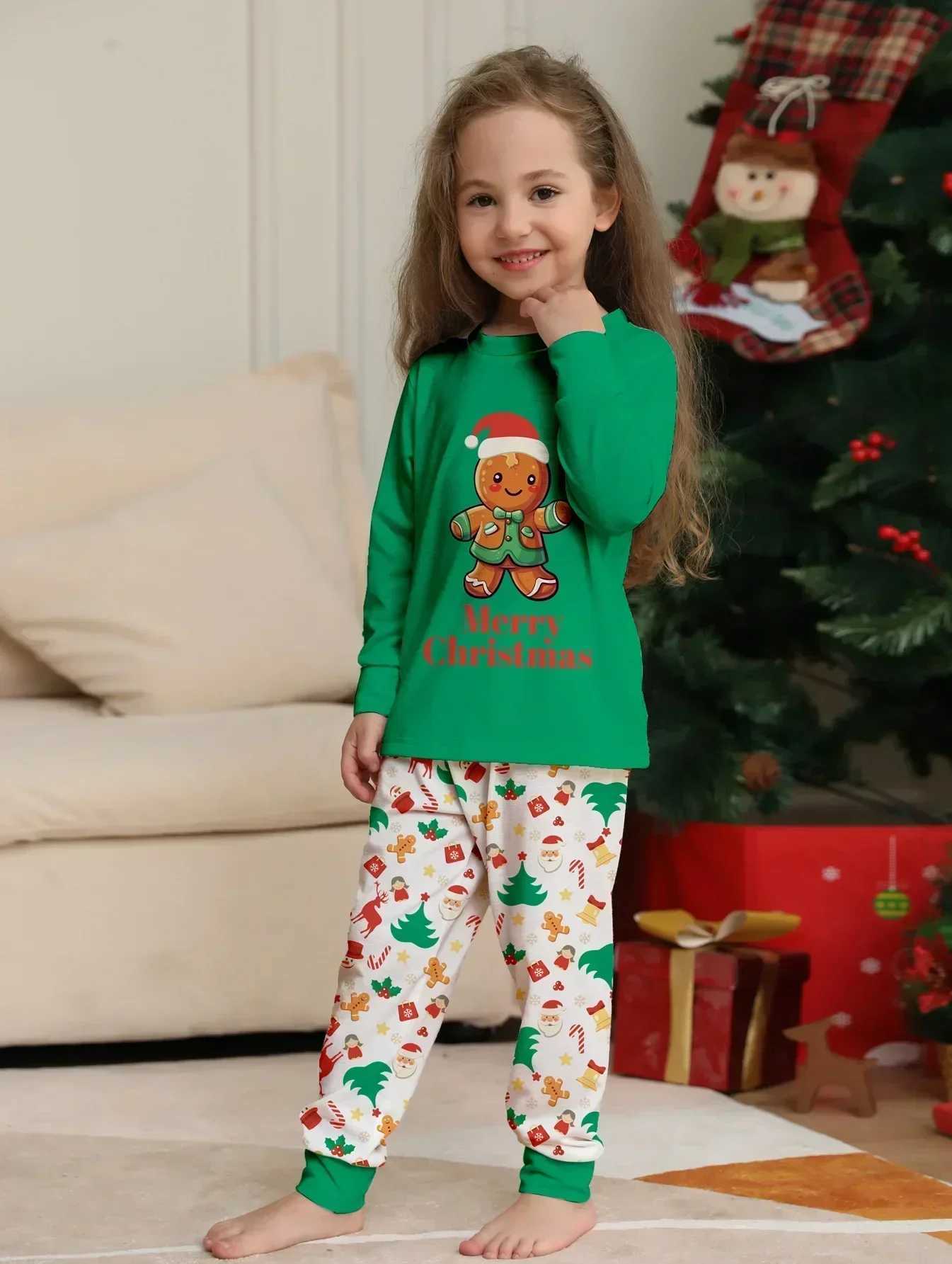 2024 New Christmas Pajama Set Cartoon Printing Home Soft Cute Adult Children Matching Clothing Baby Boys and Girls Clothing Family Appearance W241008