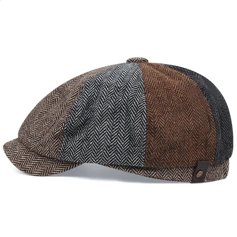 Retro British s Boys and Girls Hats Spring/Summer Octagonal Hats Fashion Mens Bone Berets Mens Painted Hats 241007