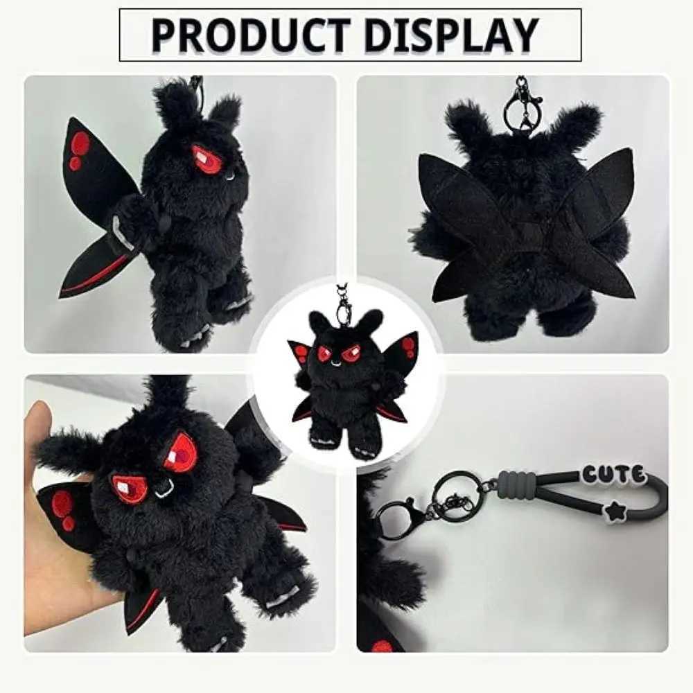 Kawaii Halloween Black Bear with Wings Plush Doll Keychain Pendant Creative Room Decorations Plush Toys Children Birthday GiftsX241008