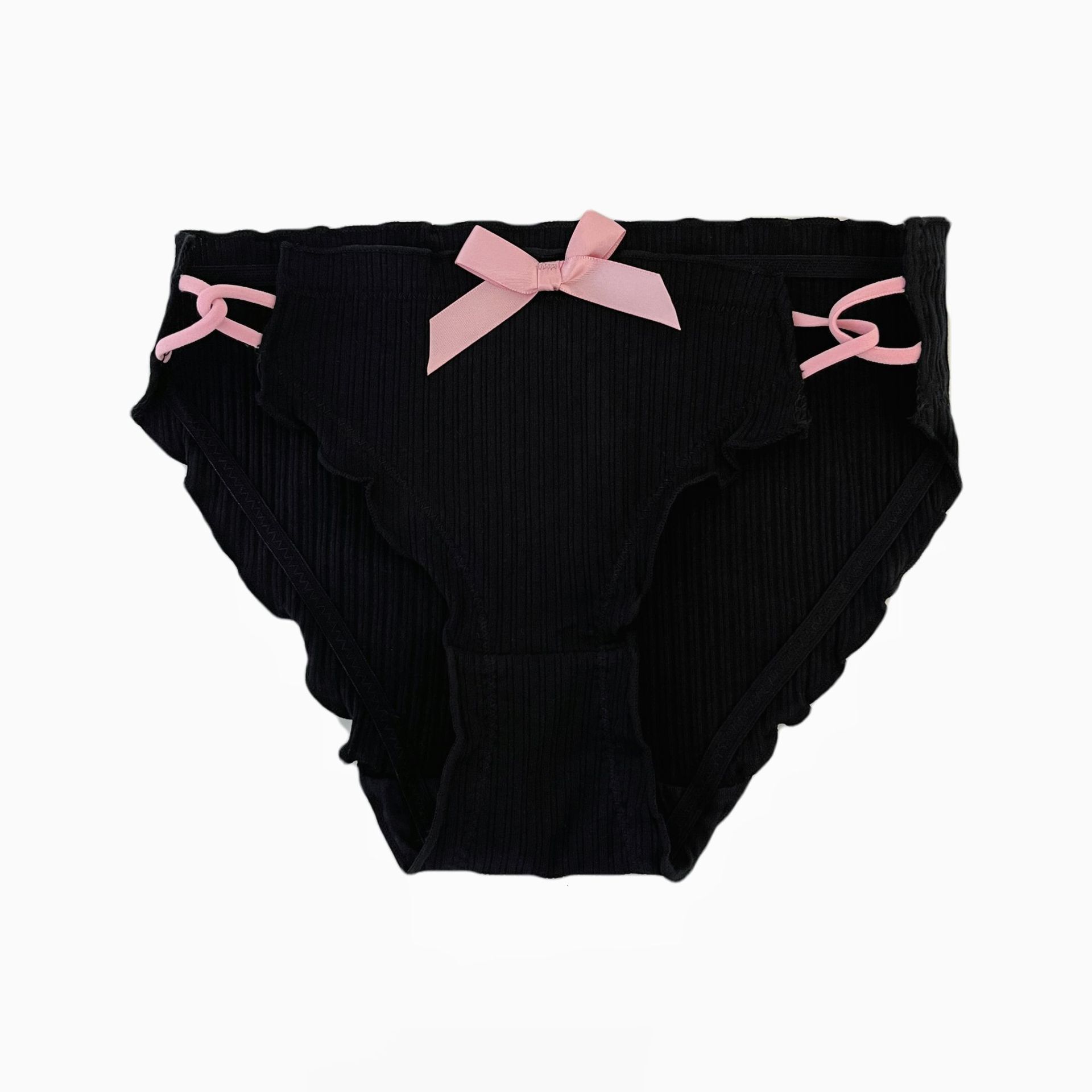 2025 New Black and Pink Beauty Sexy Desire Wind Cross Hollow Underwear Cotton Crotch Middle Waist Women trend s Strap Triangle Pants