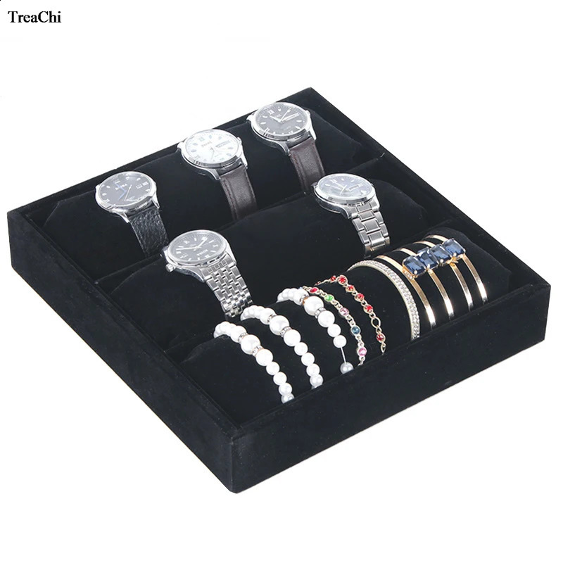Velvet Watch Pillow Display Tray 3 Mesh Bracelet Jewelry Organizer Case Necklace Wrestling Watch Display Pad Tray Case 240924