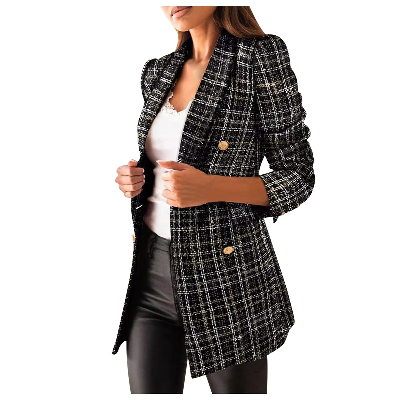 Womens Long Trench Jackets Long-Sleeved Casual Suit Collar Printed Pocket Jacket Plus Size Winter Coats 241008
