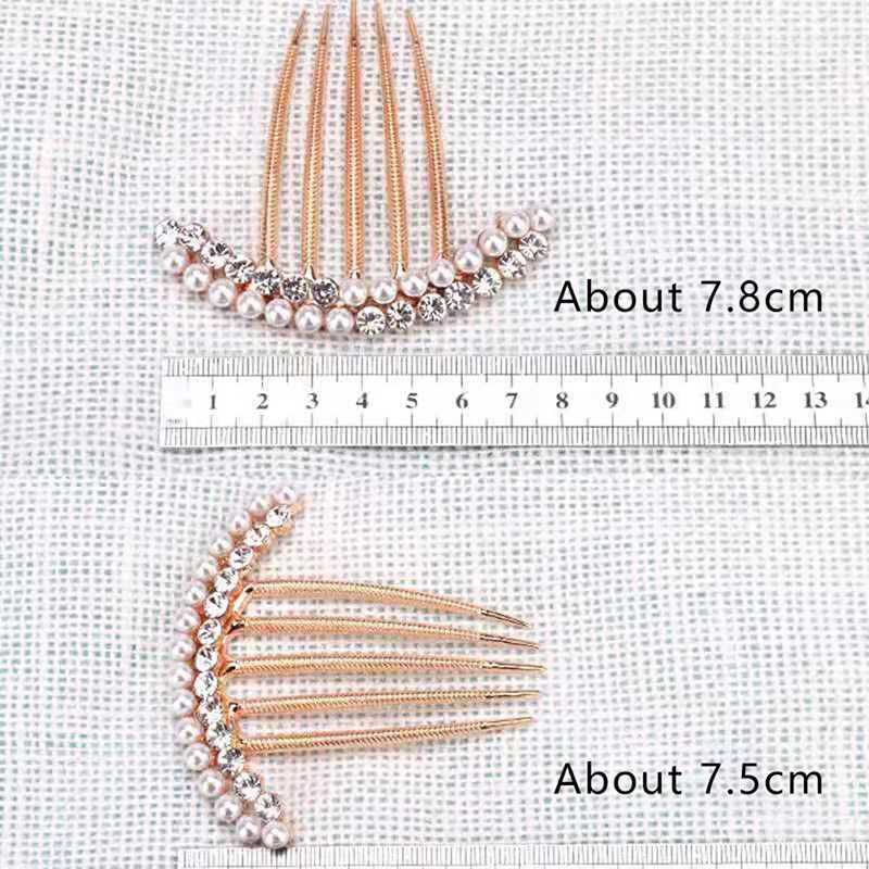 5 teeth hair side comb pearl crystal hair clip wedding bride rhinestone pearl crystal hair clip claw hair clip W241007