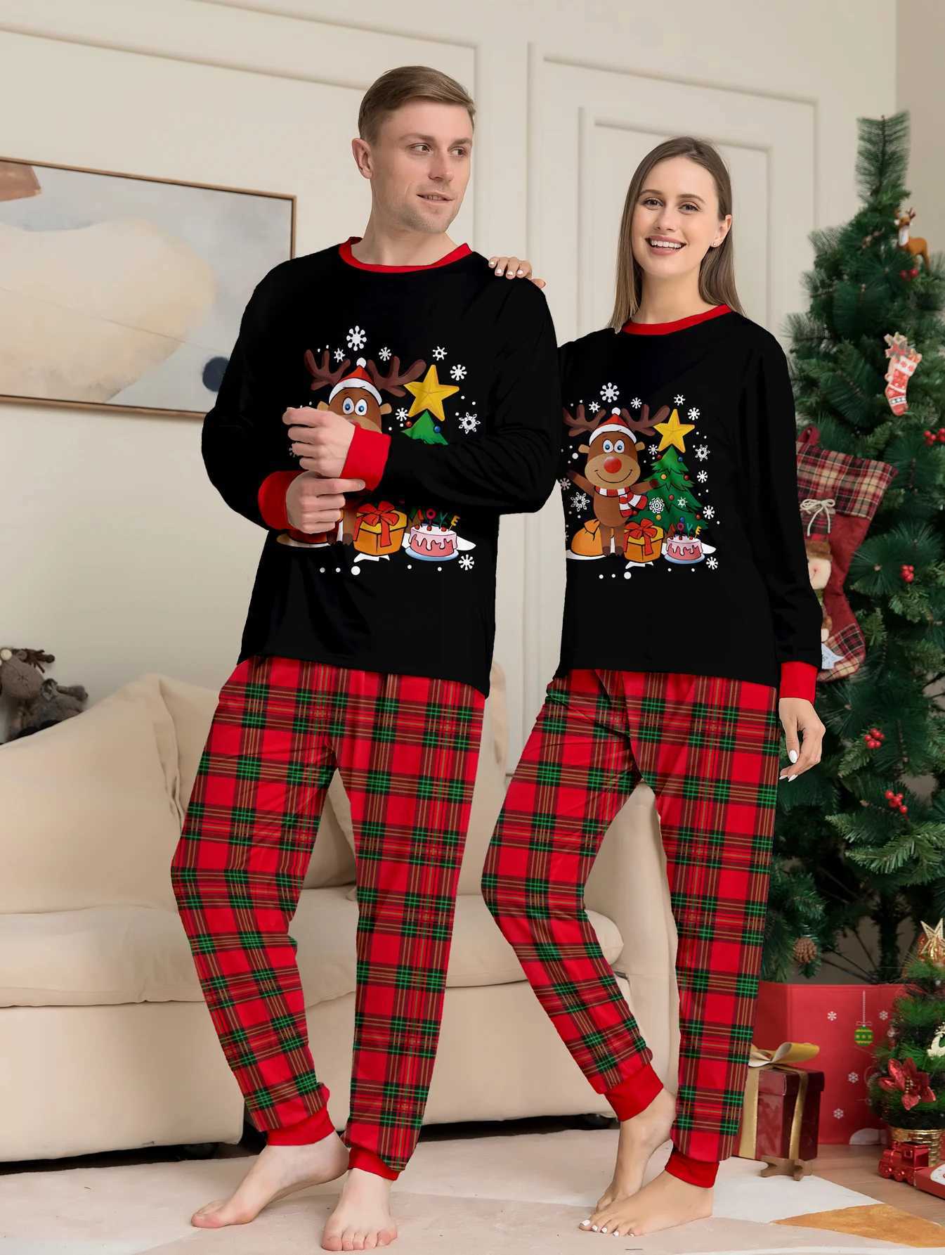 2024 New Christmas Pajama Set Christmas Tree Print Mom Daughter Dad Son Matching Clothing Baby Pants Soft Pajamas W241008