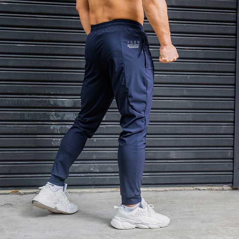 Elasticity Men Running Pants Casual Sweatpants With Zipper Pockets Training Jogging Fitness Trousers Gym Workout Sport PantsX241008