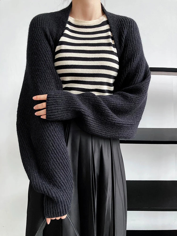 EAM Elegant Gray Knitting Cardigan Sweater Loose Fit VNeck Long Sleeve Women Fashion Autumn Winter 2024 1DF2337 240924
