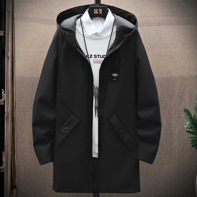 New Mens Casual Long Jackets Coats Hooded Streetwear Hip Hop Windbreaker Outwear Jacket Men Spring Autumn Mens Clothing 2025 W250524