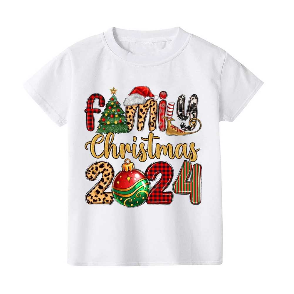Family Christmas 2024 Printed Shirt Family All Together T-shirt Christmas Party T-shirt Mom and Dad Childrens Top Baby Tight Clothes Christmas Set W24