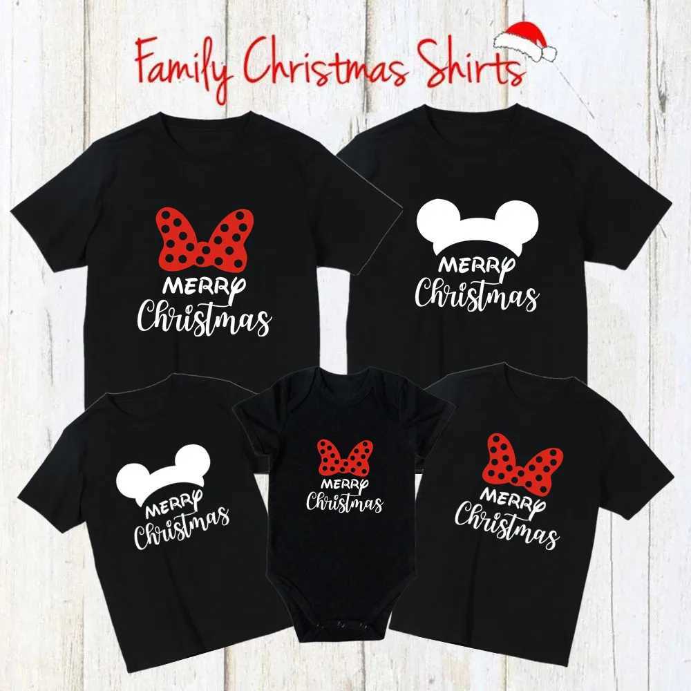 Merry Christmas Family Matching Clothing Father Mother Son T-shirt Girl Tight Clothes Cotton Family Clothing W241008