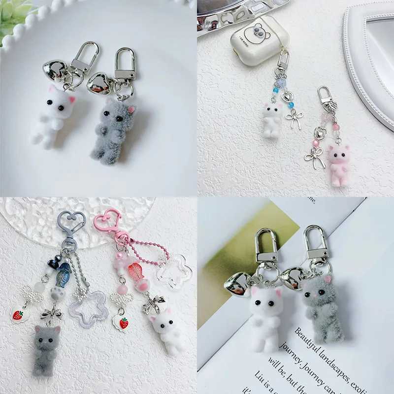 Korean Cute Kitten Five-Pointed Star Cat Paw Love Keychain Mobile Phone Chain Anti-Lost Lanyard Pendant Earphone Camera ChainX241008